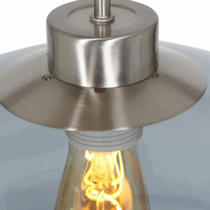 Suspension Verre Fumé-Luminaires Steinhauer Suspension Steinhauer Gramineus Acier inoxydable, 1 lumière