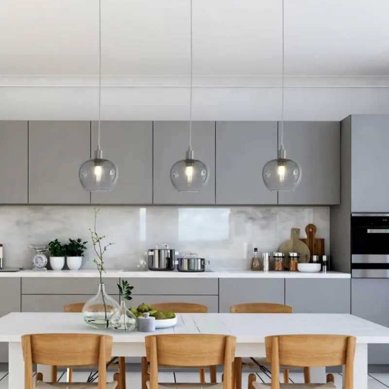 Suspension Verre Fumé-Luminaires Steinhauer Suspension Steinhauer Lotus Acier inoxydable, 3 lumières