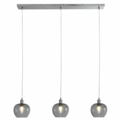 Suspension Verre Fumé-Luminaires Steinhauer Suspension Steinhauer Lotus Acier inoxydable, 3 lumières