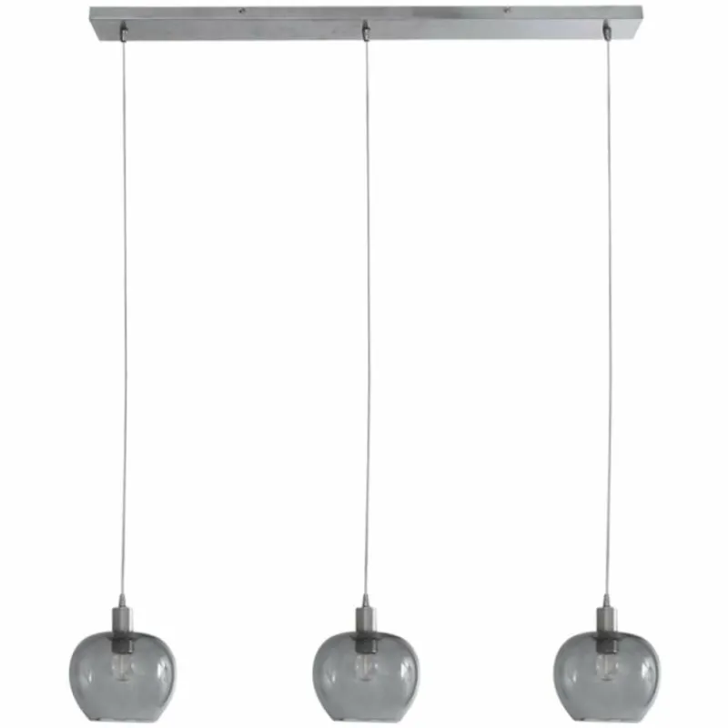 Suspension Verre Fumé-Luminaires Steinhauer Suspension Steinhauer Lotus Acier inoxydable, 3 lumières