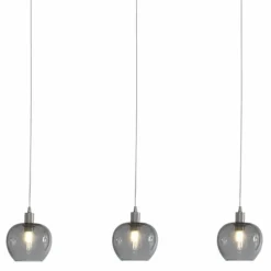 Suspension Verre Fumé-Luminaires Steinhauer Suspension Steinhauer Lotus Acier inoxydable, 3 lumières