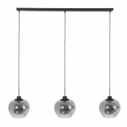Suspension Verre Fumé-Luminaires Steinhauer Suspension Steinhauer Lotus Noir, 3 lumières