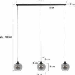 Suspension Verre Fumé-Luminaires Steinhauer Suspension Steinhauer Lotus Noir, 3 lumières