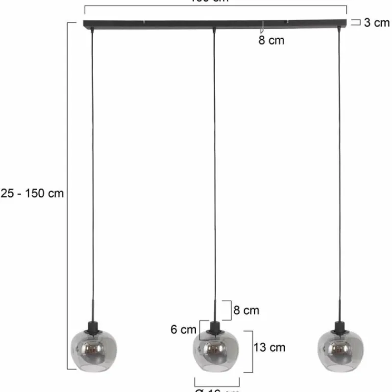 Suspension Verre Fumé-Luminaires Steinhauer Suspension Steinhauer Lotus Noir, 3 lumières