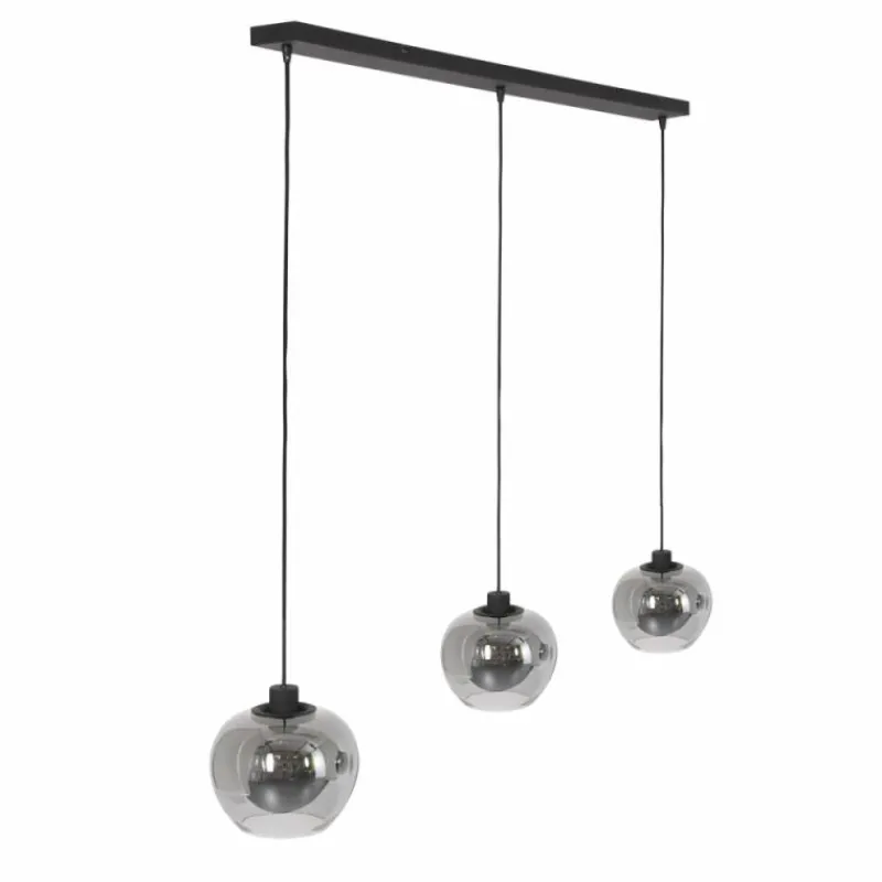 Suspension Verre Fumé-Luminaires Steinhauer Suspension Steinhauer Lotus Noir, 3 lumières