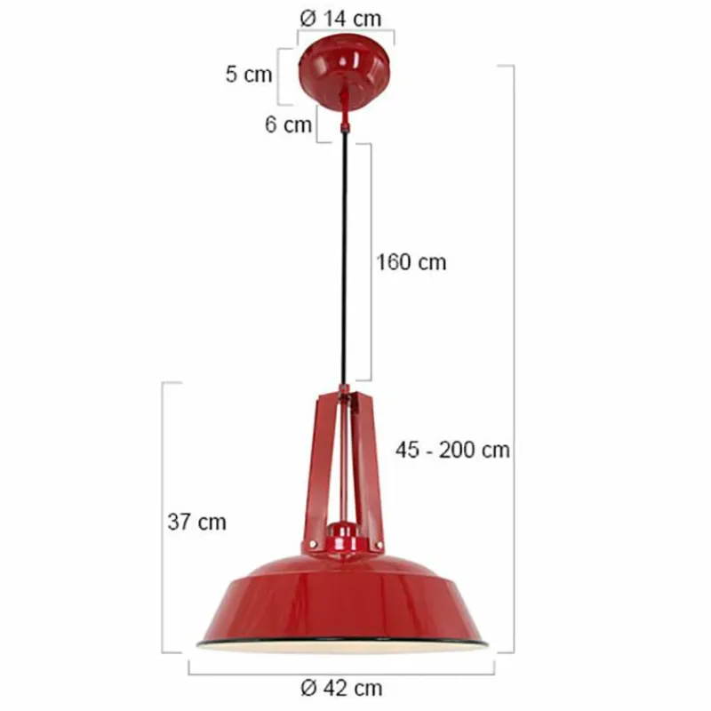 Lampes Industrielles-Luminaires Steinhauer Suspension Steinhauer Mexlite Rouge, 1 lumière