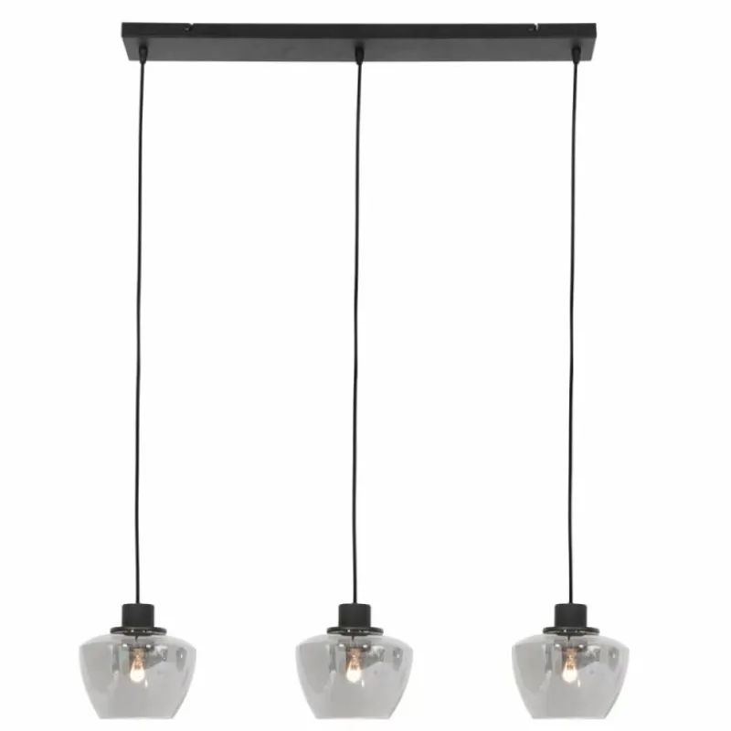 Suspension Verre Fumé-Luminaires Steinhauer Suspension Steinhauer Noirver Noir, 3 lumières