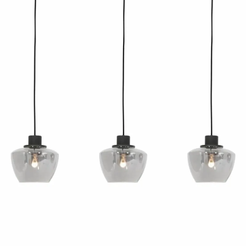 Suspension Verre Fumé-Luminaires Steinhauer Suspension Steinhauer Noirver Noir, 3 lumières