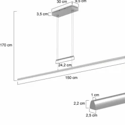 Luminaires Steinhauer Suspension Steinhauer Profilo LED Acier brossé, 1 lumière