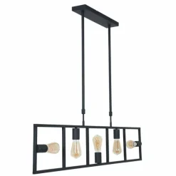 Lampes Industrielles-Luminaires Steinhauer Suspension Steinhauer Racky Noir, 5 lumières