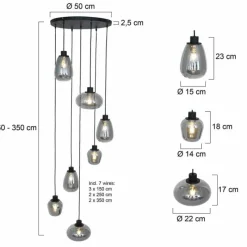 Suspension Verre Fumé-Luminaires Steinhauer Suspension Steinhauer Reflexion Gris, Noir, 1 lumière
