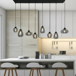 Suspension Verre Fumé-Luminaires Steinhauer Suspension Steinhauer Reflexion Gris, Noir, 8 lumières