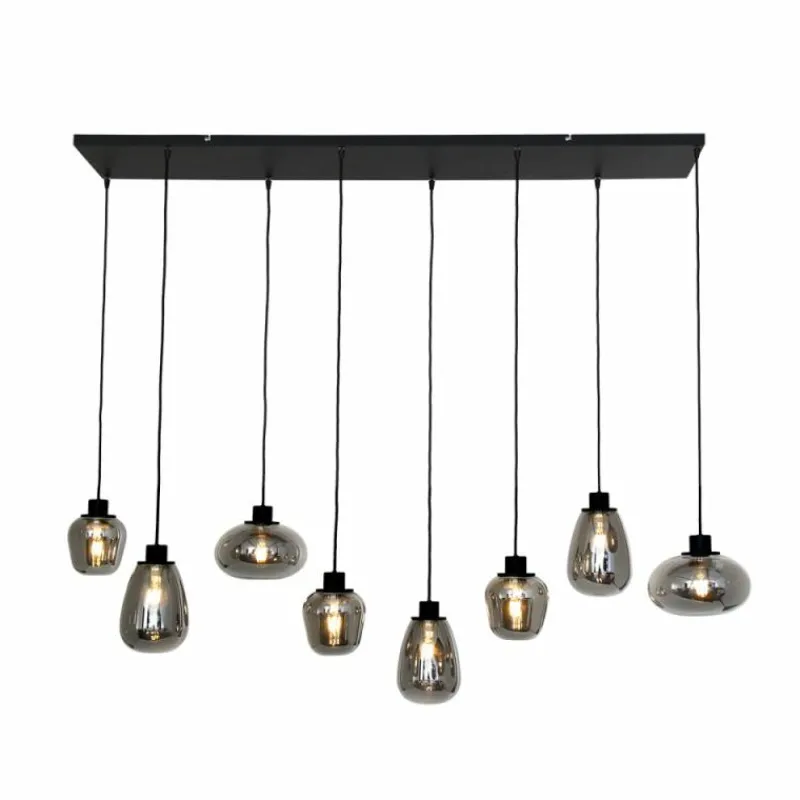 Suspension Verre Fumé-Luminaires Steinhauer Suspension Steinhauer Reflexion Gris, Noir, 8 lumières