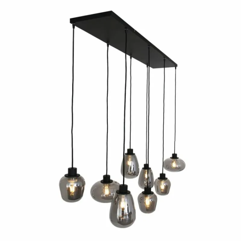 Suspension Verre Fumé-Luminaires Steinhauer Suspension Steinhauer Reflexion Gris, Noir, 8 lumières