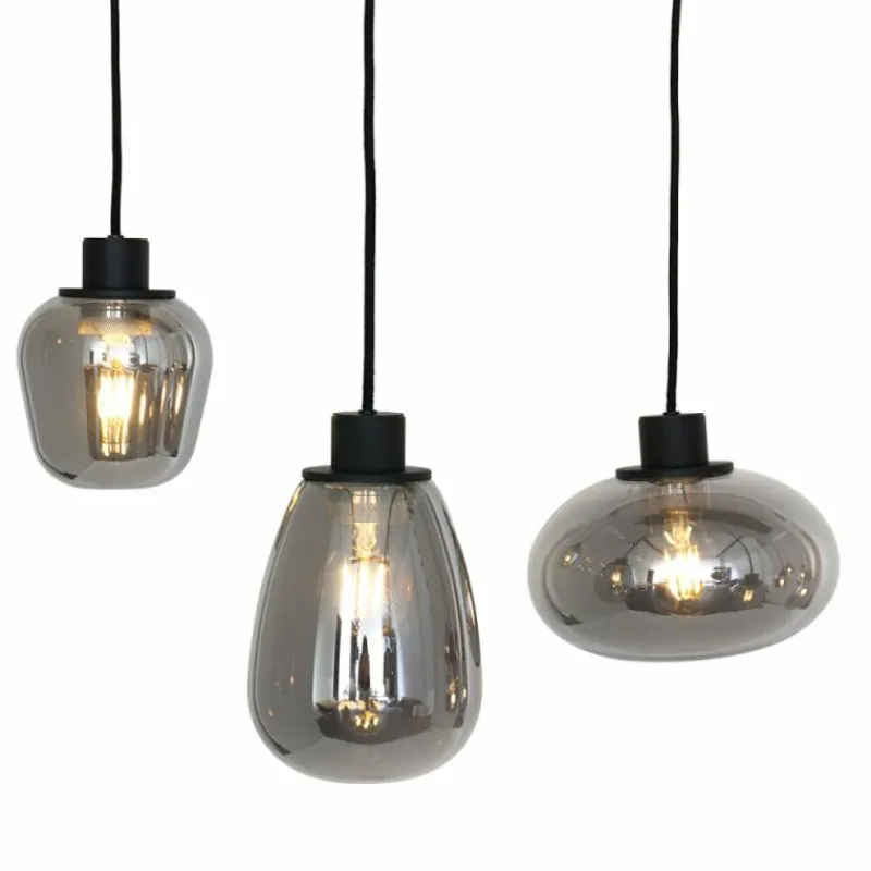 Suspension Verre Fumé-Luminaires Steinhauer Suspension Steinhauer Reflexion Gris, Noir, 8 lumières