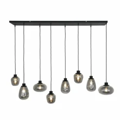 Suspension Verre Fumé-Luminaires Steinhauer Suspension Steinhauer Reflexion Gris, Noir, 8 lumières