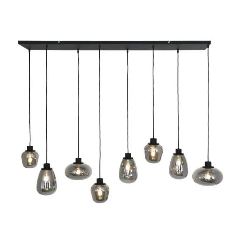 Suspension Verre Fumé-Luminaires Steinhauer Suspension Steinhauer Reflexion Gris, Noir, 8 lumières