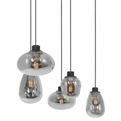 Suspension Verre Fumé-Luminaires Steinhauer Suspension Steinhauer Reflexion Noir, 5 lumières
