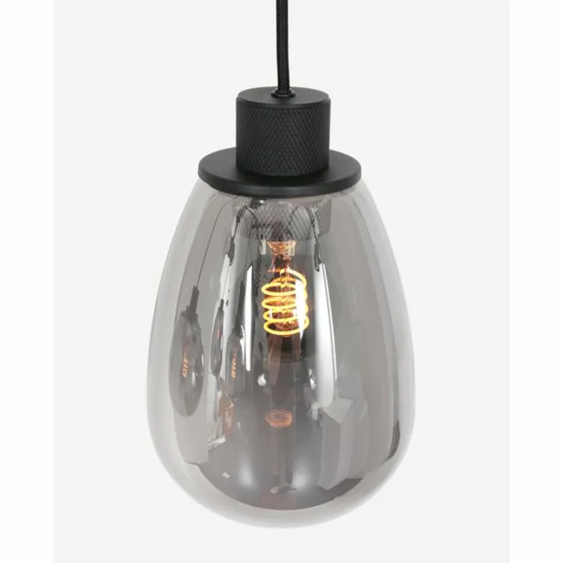 Suspension Verre Fumé-Luminaires Steinhauer Suspension Steinhauer Reflexion Noir, 5 lumières