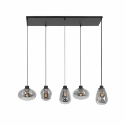 Suspension Verre Fumé-Luminaires Steinhauer Suspension Steinhauer Reflexion Noir, 5 lumières