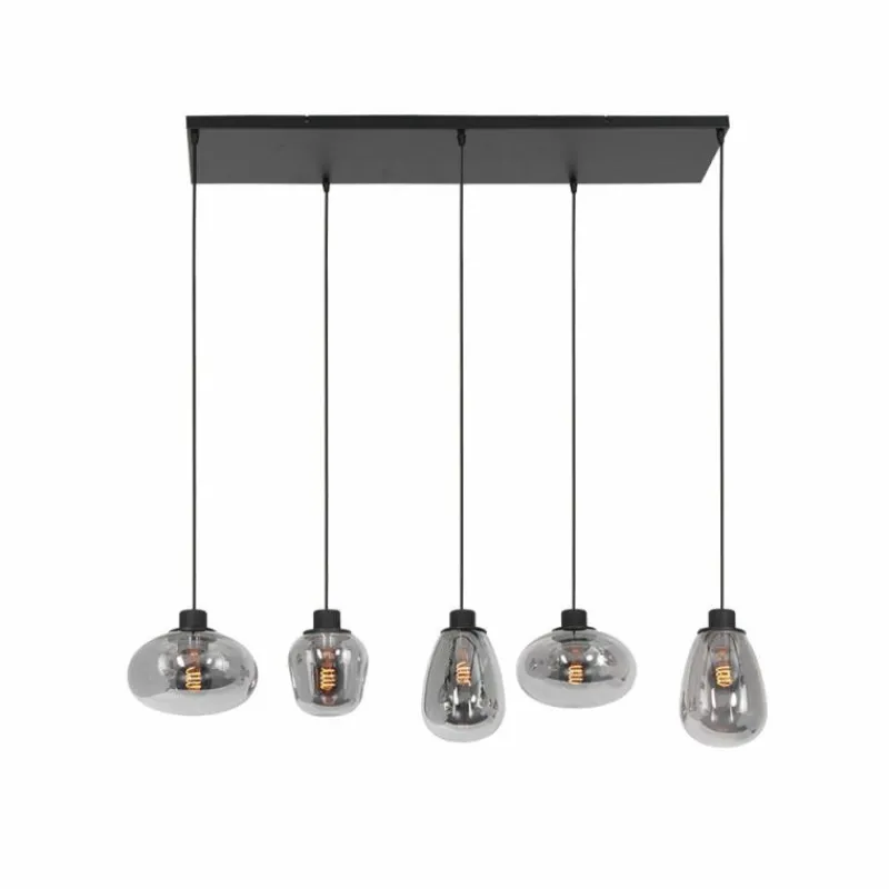 Suspension Verre Fumé-Luminaires Steinhauer Suspension Steinhauer Reflexion Noir, 5 lumières
