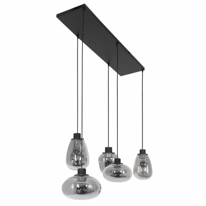 Suspension Verre Fumé-Luminaires Steinhauer Suspension Steinhauer Reflexion Noir, 5 lumières