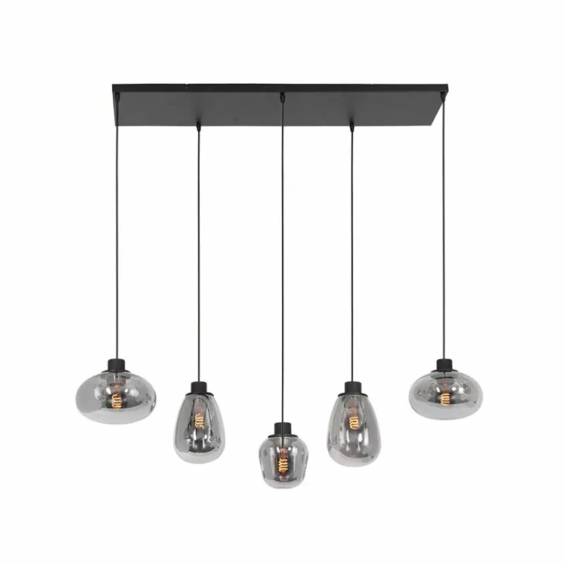 Suspension Verre Fumé-Luminaires Steinhauer Suspension Steinhauer Reflexion Noir, 5 lumières
