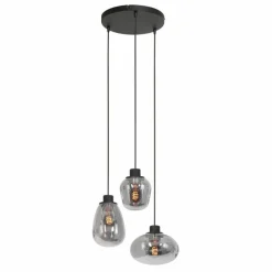 Suspension Verre Fumé-Luminaires Steinhauer Suspension Steinhauer Reflexion Noir, 3 lumières