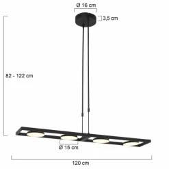 Luminaires Steinhauer Suspension Steinhauer Soleil LED Noir, 4 lumières* Éclairage Led