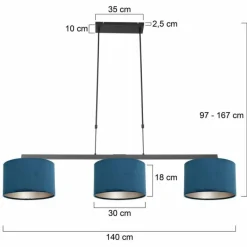Lampes En Tissu-Luminaires Steinhauer Suspension Steinhauer Stang Noir, 3 lumières