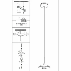 Luminaires Steinhauer Suspension Steinhauer Tallerken LED Acier inoxydable, Blanc, 1 lumière