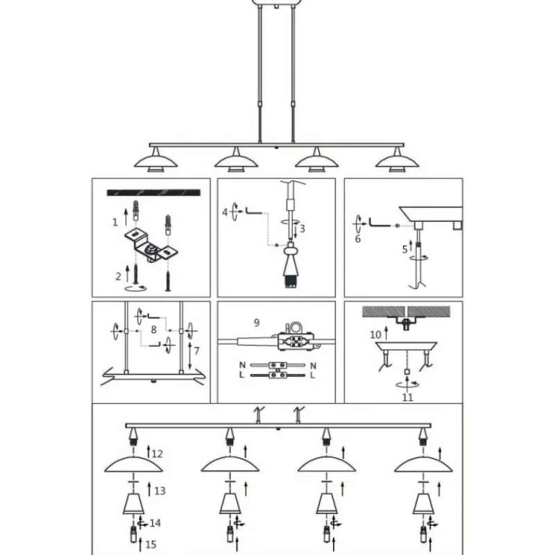 Luminaires Steinhauer Suspension Steinhauer Tallerken LED Acier inoxydable, Blanc, 4 lumières
