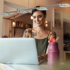 Luminaires Steinhauer Suspension Steinhauer Turound LED Argenté, 4 lumières* Éclairage Led