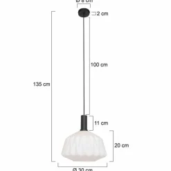 Luminaires Steinhauer Suspension Steinhauer Verre Nervuré Noir, 1 lumière