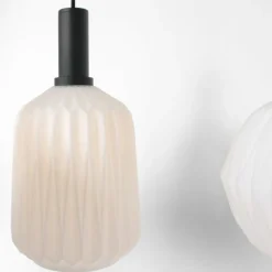 Luminaires Steinhauer Suspension Steinhauer Verre Nervuré Noir, 6 lumières