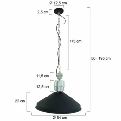 Lampes Industrielles-Luminaires Steinhauer Suspension Steinhauer Zappa Noir, 1 lumière