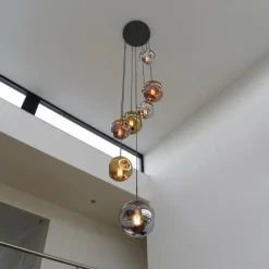 Lampes Dorées-hofstein Suspension Stellar Argent Oxydé, 7 lumières