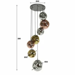 Lampes Dorées-hofstein Suspension Stellar Argent Oxydé, 7 lumières