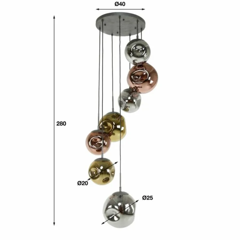 Lampes Dorées-hofstein Suspension Stellar Argent Oxydé, 7 lumières