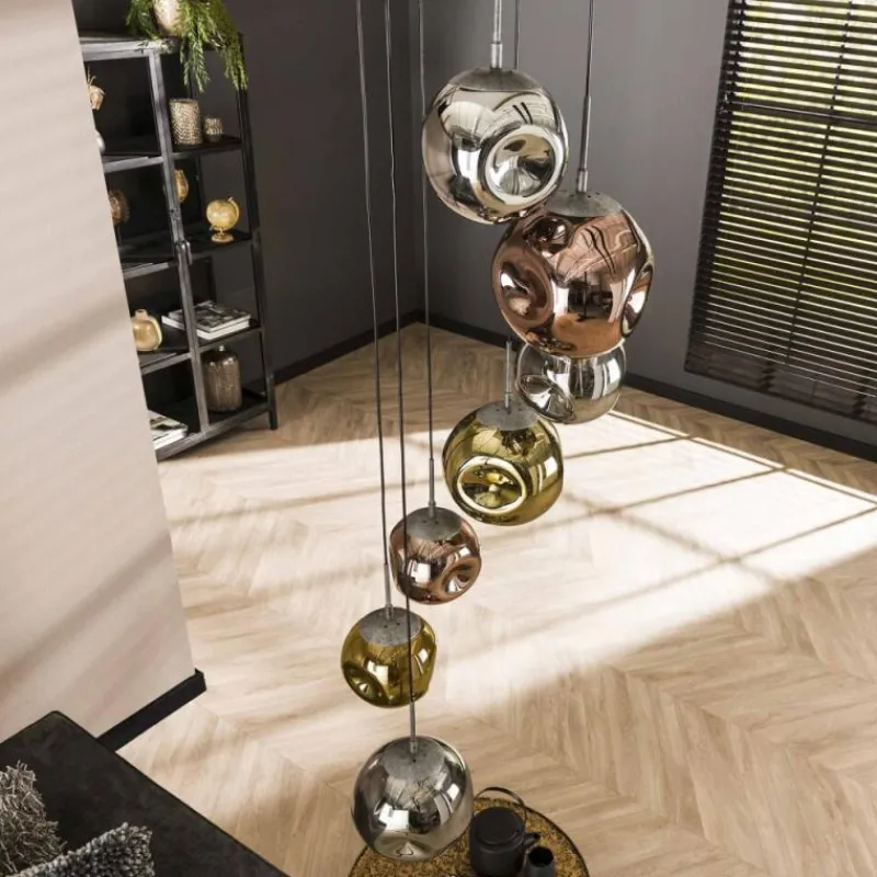 Lampes Dorées-hofstein Suspension Stellar Argent Oxydé, 7 lumières