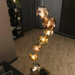 Lampes Dorées-hofstein Suspension Stellar Argent Oxydé, 7 lumières