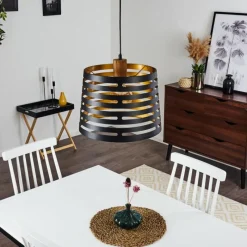 Lampes Dorées-hofstein Suspension Strathmore Bois foncé, Noir, 1 lumière