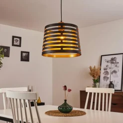 Lampes Dorées-hofstein Suspension Strathmore Bois foncé, Noir, 1 lumière