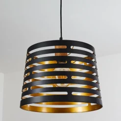 Lampes Dorées-hofstein Suspension Strathmore Bois foncé, Noir, 1 lumière