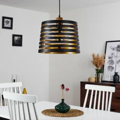 Lampes Dorées-hofstein Suspension Strathmore Bois foncé, Noir, 1 lumière