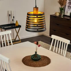 Lampes Dorées-hofstein Suspension Strathmore Bois foncé, Noir, 1 lumière