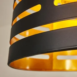 Lampes Dorées-hofstein Suspension Strathmore Bois foncé, Noir, 1 lumière