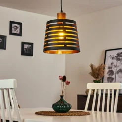 Lampes Dorées-hofstein Suspension Strathmore Bois foncé, Noir, 1 lumière