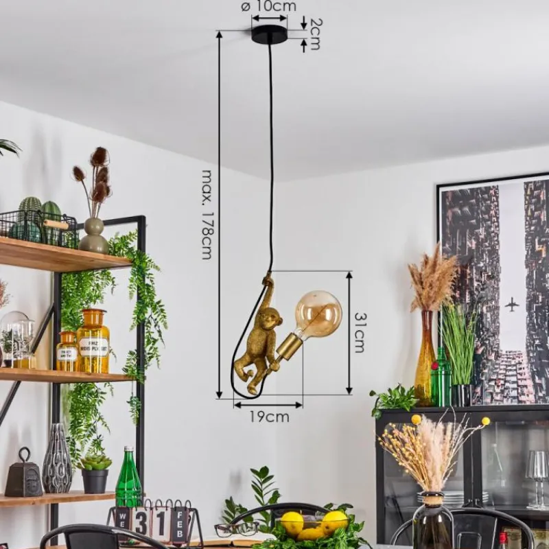 Lampes Dorées-hofstein Suspension Suardi Or, Noir, 1 lumière