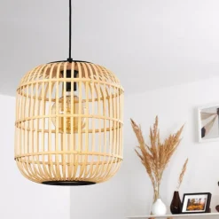 Style Boho-Chic-hofstein Suspension Sukhothai Noir, 1 lumière